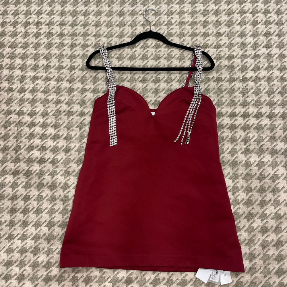 AREA NYC  new with tags a-line dress with braided crystal strap